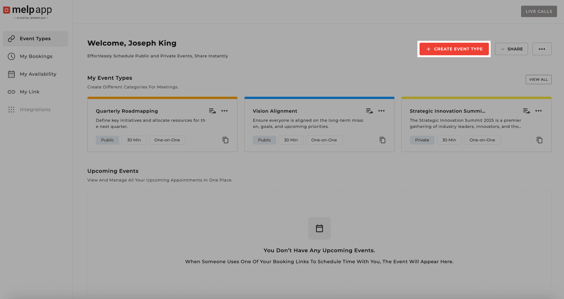 Create event button
